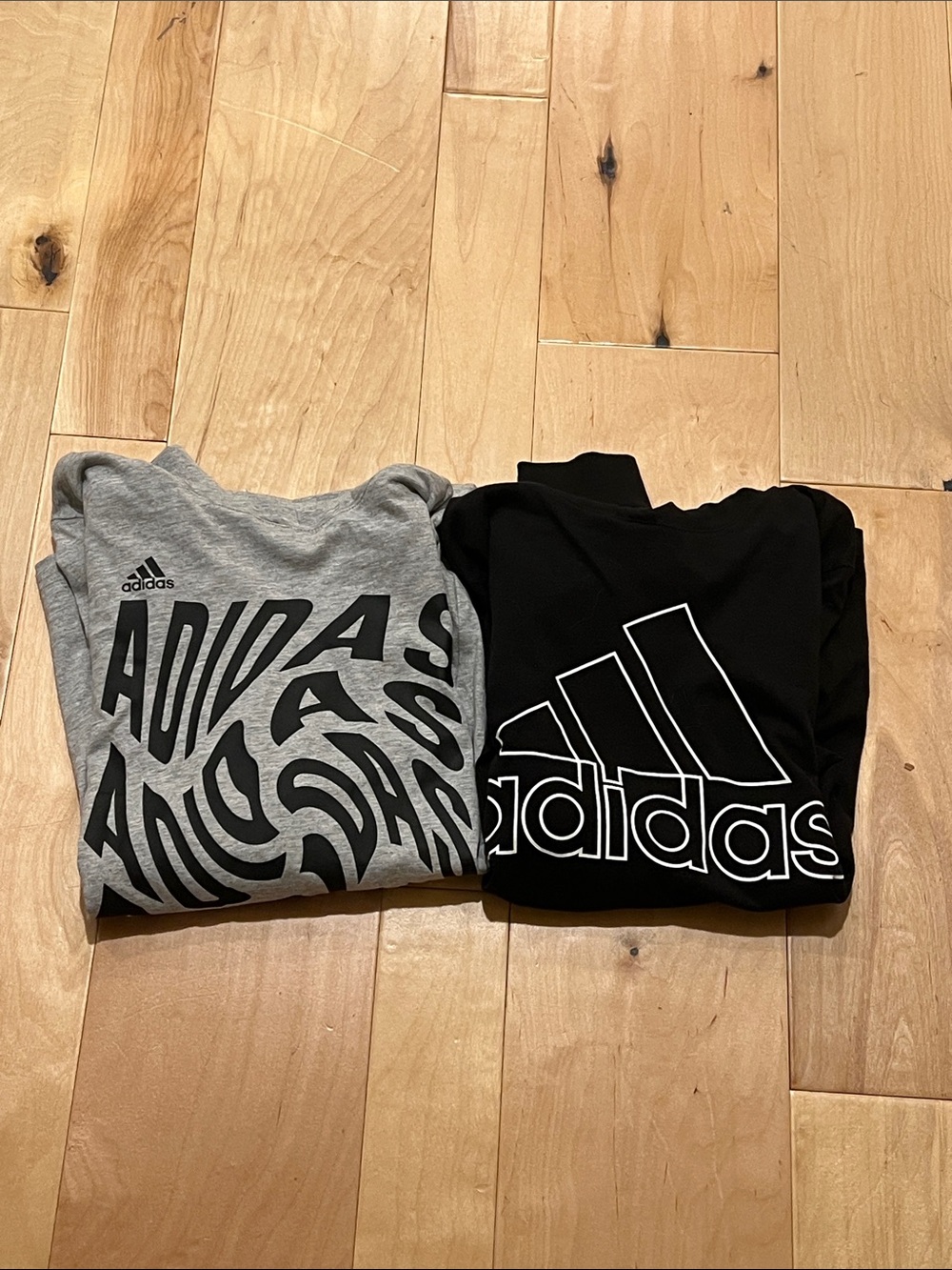 ADIDAS Gray Hoodie with Black Graphic Logo Hoodie Boys size medium 10/12